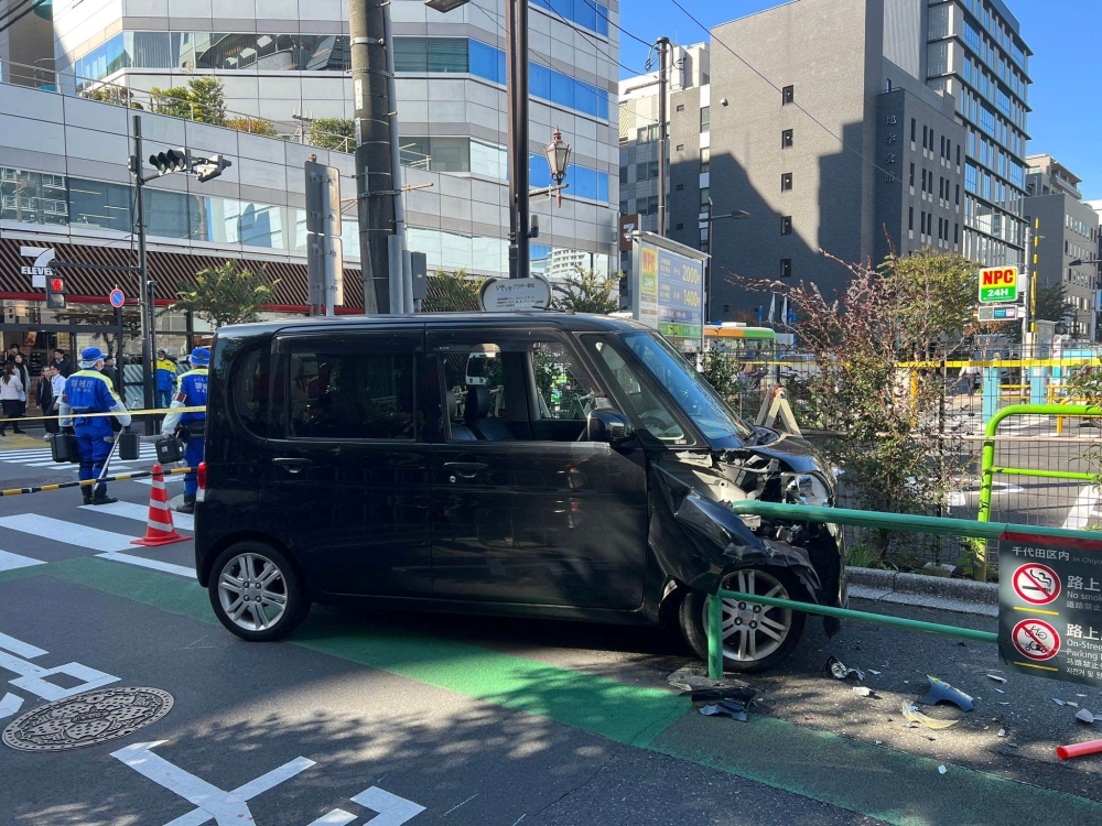 A car crashed into a barricade near the entrance of the Israeli embassy in Tokyo on Thursday and a man in his 50s was detained on the spot, local media reported. — Reuters pic