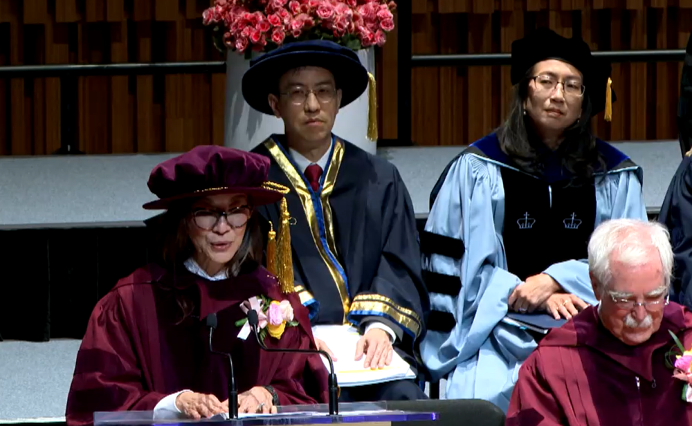 Yeoh received an honorary doctoral degree in humanities from the Hong Kong University of Science and Technology today. — Screenshot via HKUST livestream
