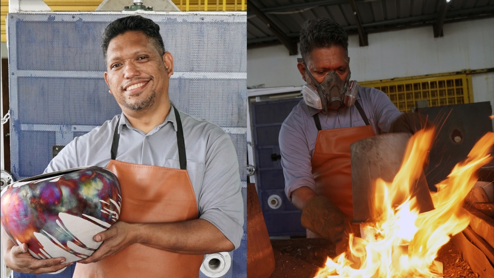 Adil uses the traditional Japanese raku firing technique to create his signature pieces. — Picture courtesy of RAAQUU
