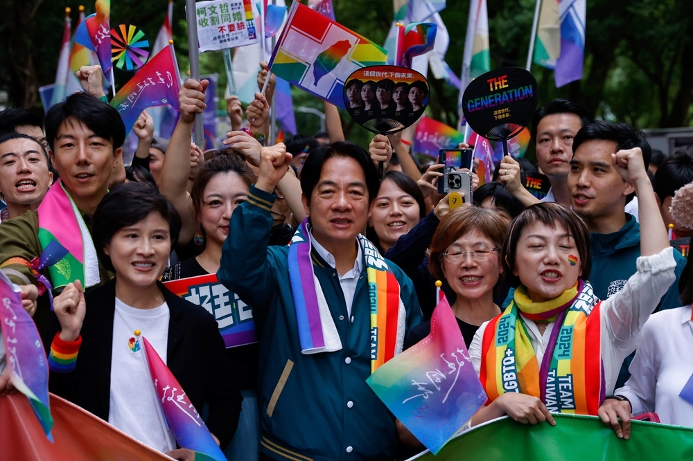 Taiwan's Vice President Lai Ching-te marches during the annual Taiwan's Pride parade in Taipei, Taiwan October 28, 2023. — Reuters pic