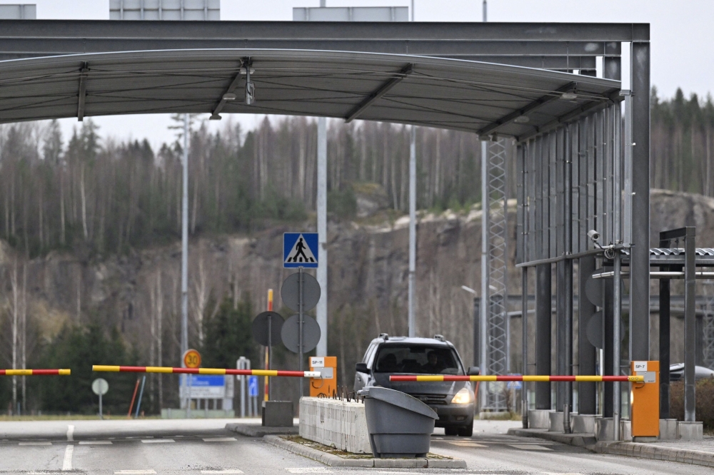 A car is seen at the border between Russia and Finland at the Nuijamaa border checkpoint in Lappeenranta, Finland. — Reuters pic/Lehtikuva/Vesa Moilanen