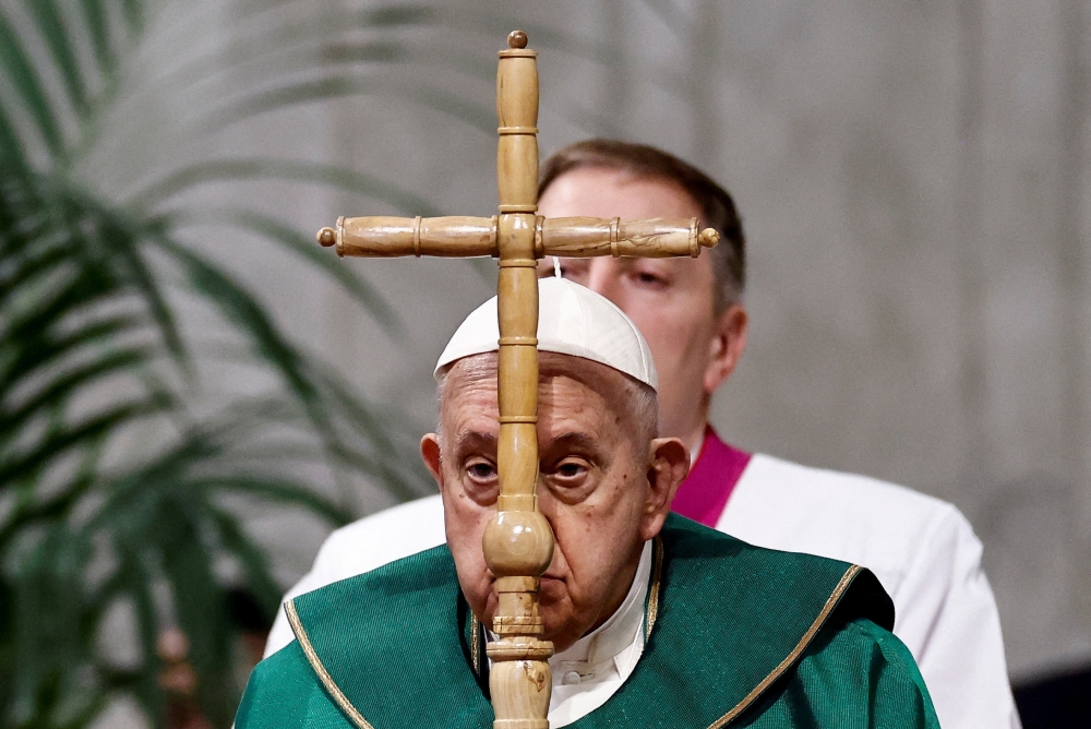 Pope Francis leads the holy Mass in St. Peter's Basilica on the World Day of the Poor, at the Vatican, November 19, 2023.  — Reuters pic