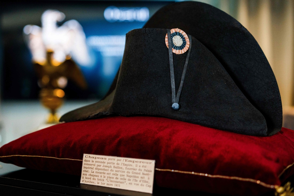 Napoleon's hat was sold for €1,932 million at auction on November 19, 2023. — AFP pic