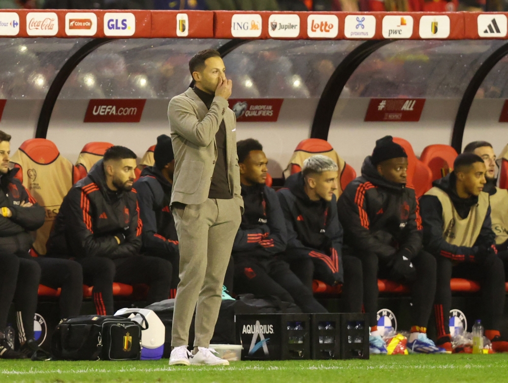 Belgium coach Domenico Tedesco at the King Baudouin Stadium in Brussels November 19, 2023. — Reuters pic
