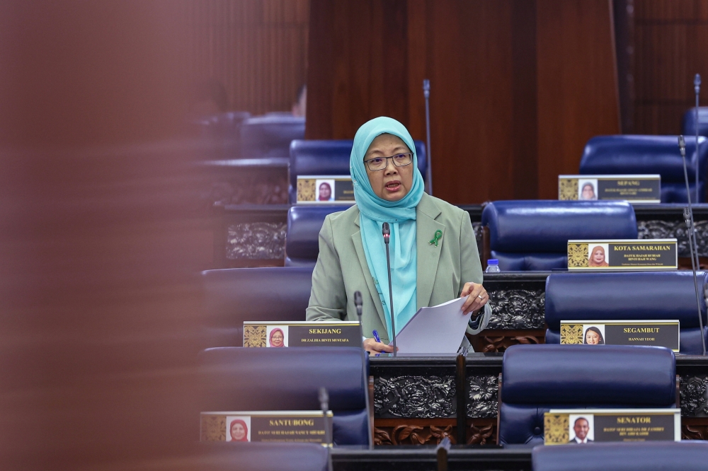Health Minister Dr Zaliha Mustafa answering questions during the Dewan Rakyat Session in Parliament, Kuala Lumpur, November 20, 2023. — Bernama pic