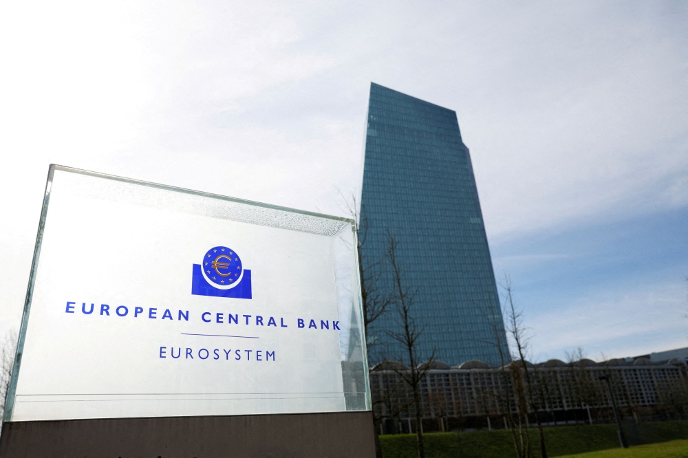 A view shows the logo of the European Central Bank (ECB) outside its headquarters in Frankfurt March 16, 2023. — Reuters pic