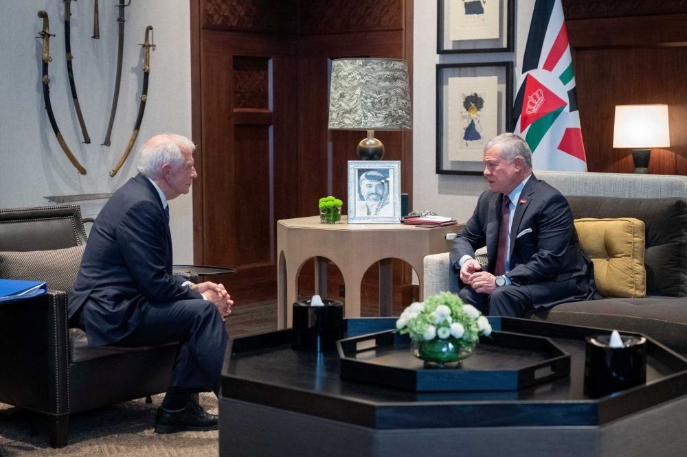 Jordan's King Abdullah II meets with European Union's High Representative for Foreign Affairs and Security Policy Josep Borrell, in Amman, Jordan, in this handout picture released on November 20, 2023. — Royal Hashemite Court/Handout via Reuters
