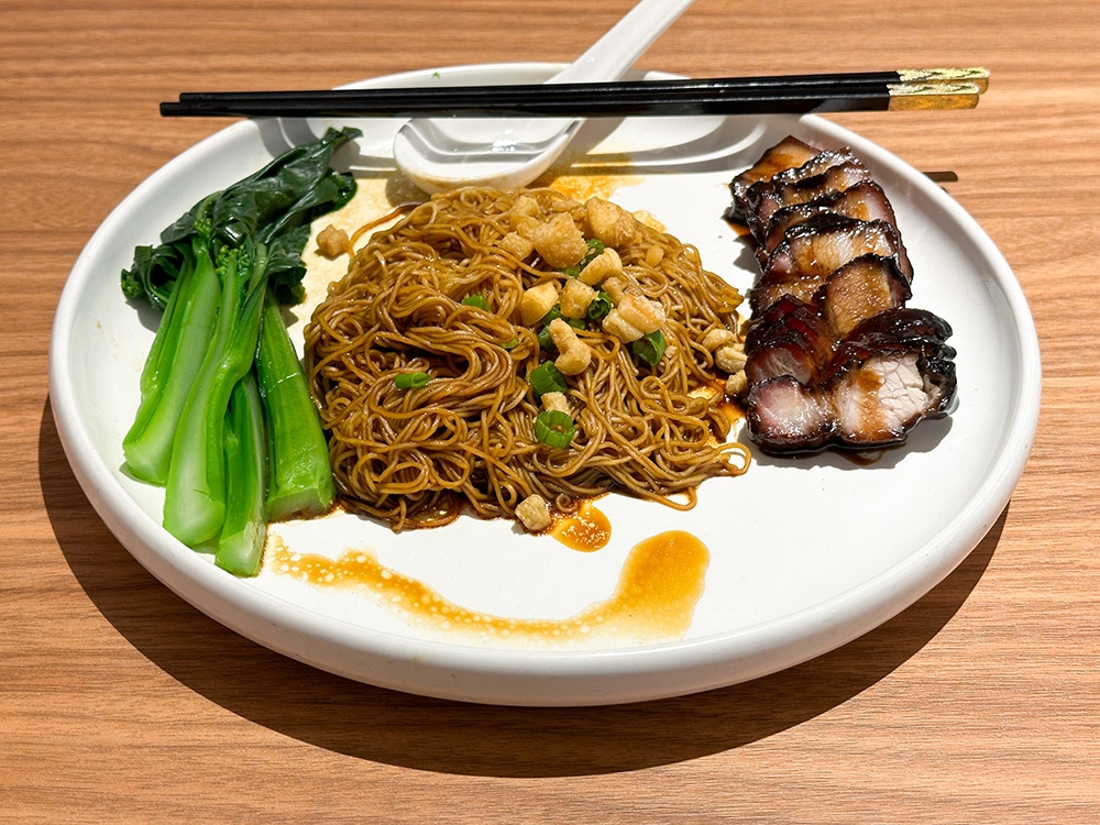 You can sample a smaller portion of Oversea Restaurant's sticky Honey Glazed Char Siew with noodles or rice.