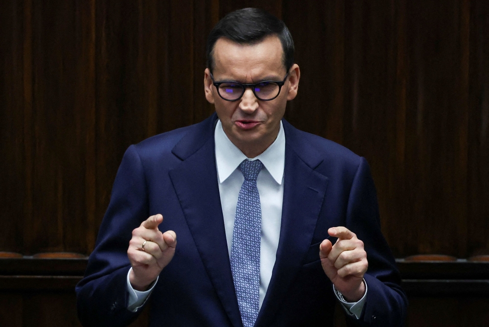 Polish Prime Minister Mateusz Morawiecki's nationalist Law and Justice (PiS) party came first in the October 15 election but fell short of a majority. — Reuters pic