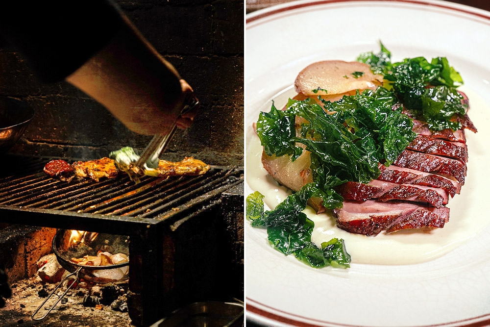 Duck & Pear: smoked duck, wood roasted pears and 'tuhau beurre blanc'.