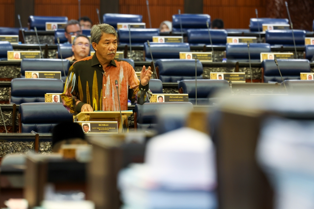Defence Minister Datuk Seri Mohamad Hasan speaks at the Dewan Rakyat, November 23, 2023. — Bernama pic 
