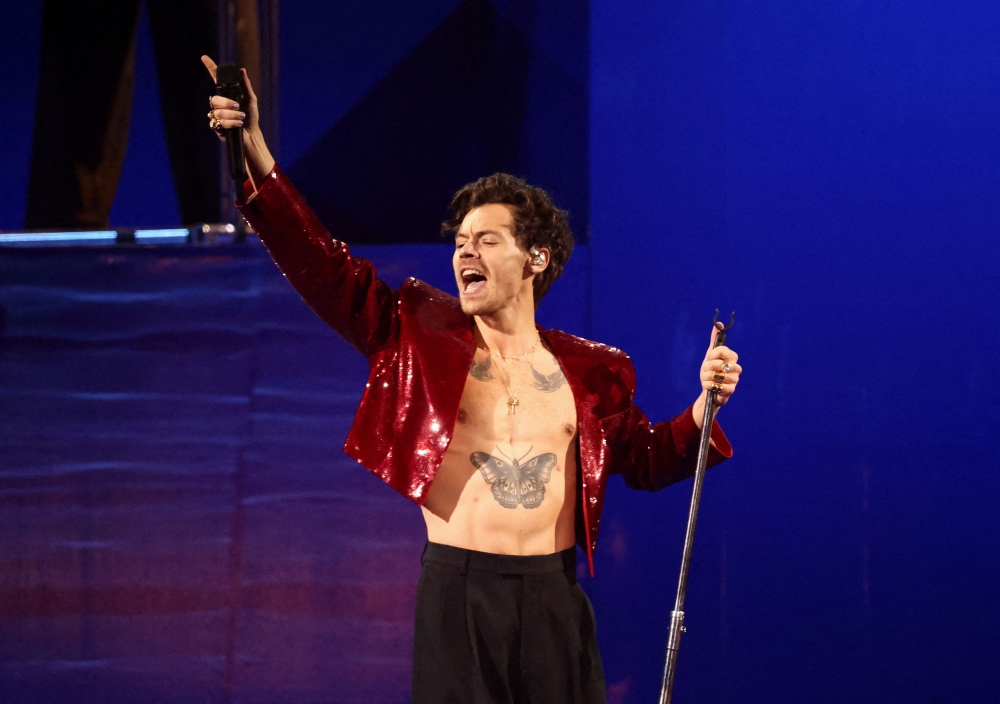 Harry Styles performs at the Brit Awards at the O2 Arena in London February 11, 2023. — Reuters pic