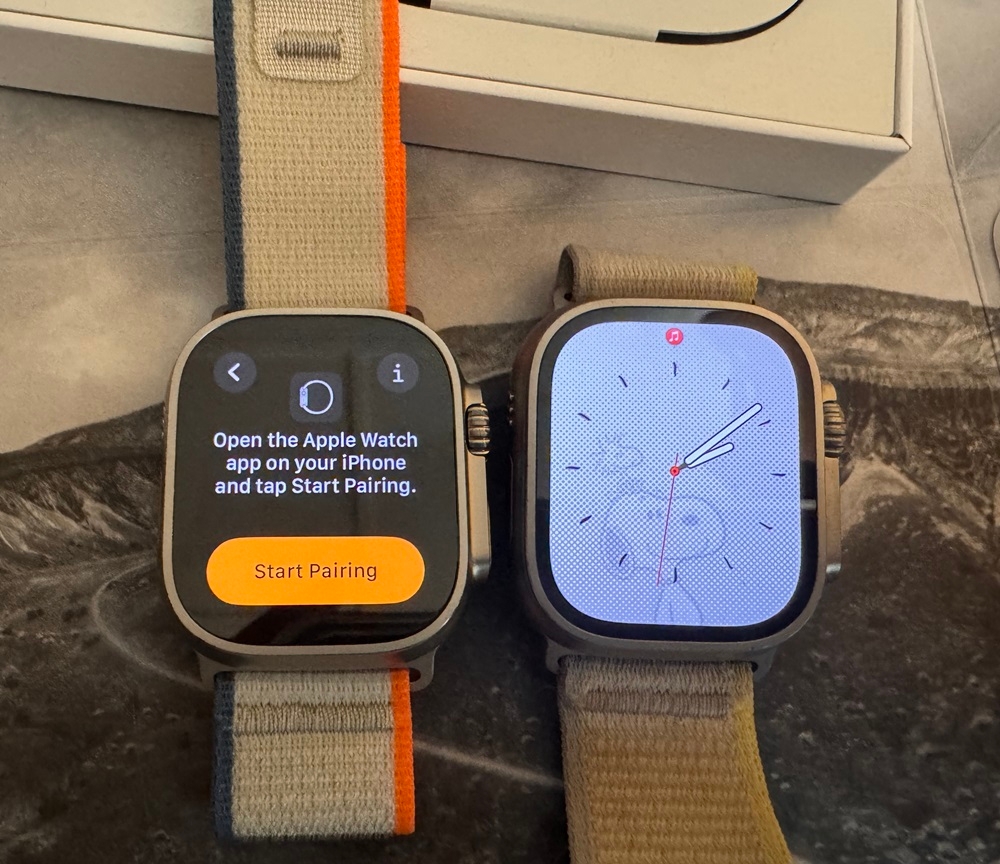 The Apple Watch Ultra 2 (left) and Apple Watch Ultra (right) are virtually identical in design and build. — Picture by Erna Mahyuni