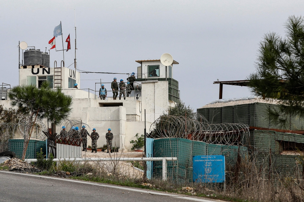 The UN peacekeeping force in Lebanon said Israeli fire hit one of its patrols in the country’s south yesterday, despite a Hamas-Israel truce largely quietening the Lebanon-Israel frontier. — AFP pic