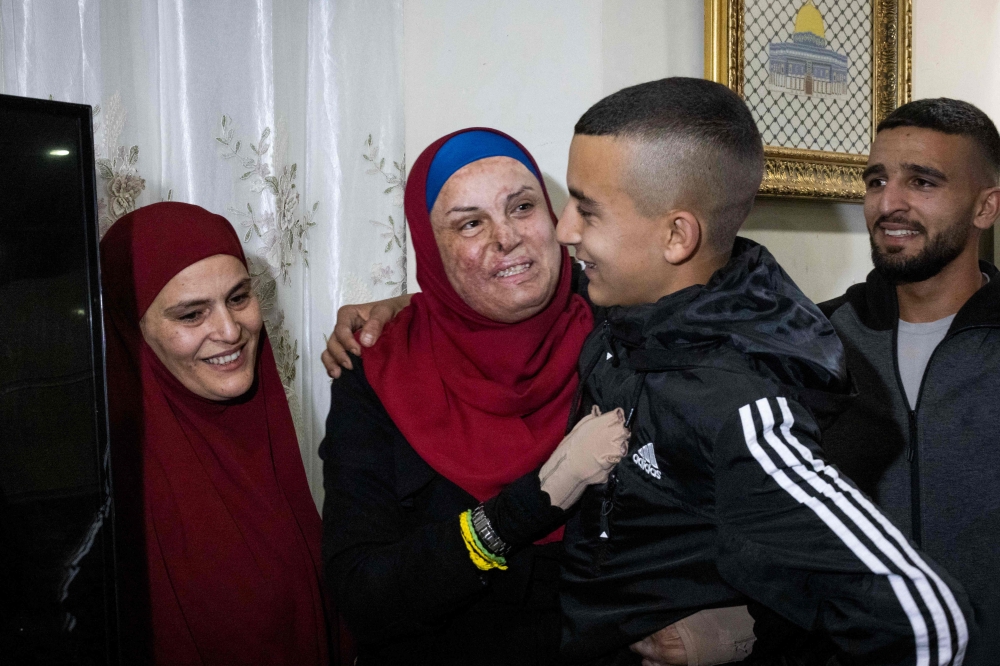 The most prominent Palestinian released is Israa Jaabis, 37, who was convicted of detonating a gas cylinder in her car at a checkpoint in 2015, wounding a police officer. She was sentenced to 11 years in prison. — AFP pic