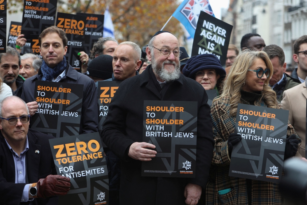A march against the rise of anti-Semitism in the UK. — Reuters pic