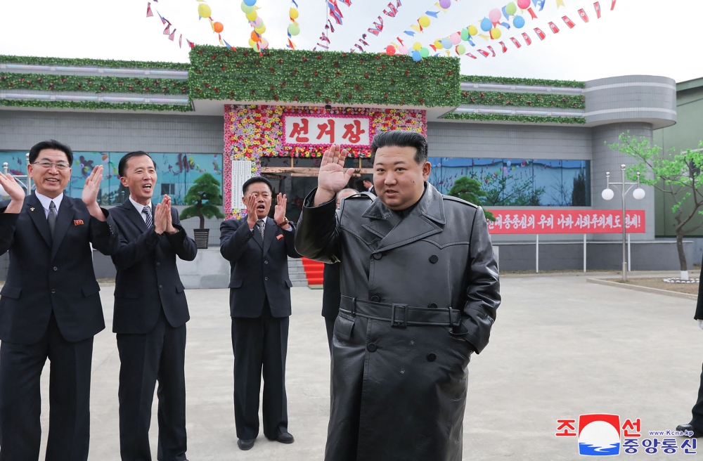 This picture taken on November 26, 2023 and released from North Korea’s official Korean Central News Agency (KCNA) on November 27, 2023 shows North Korea’s leader Kim Jong-un visiting a polling station during a local election in the Yongseong Machinery Union Enterprise in South Hamgyong Province. — AFP pic/KCNA via KNS