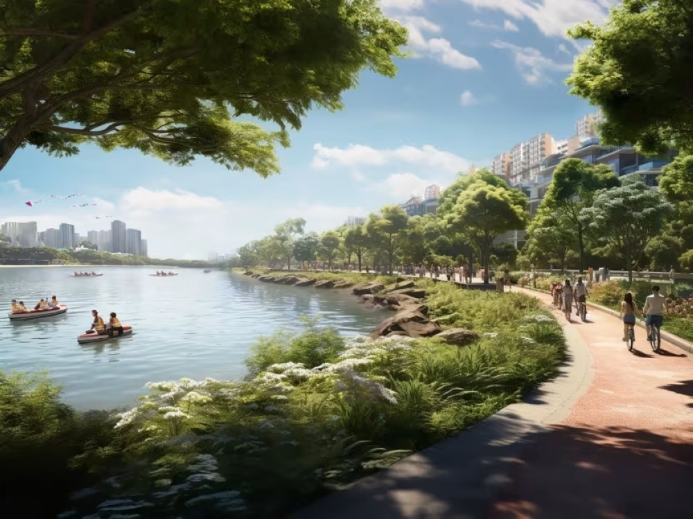 An artist’s impression of a possible view from Long Island towards East Coast Park. — TODAY pic