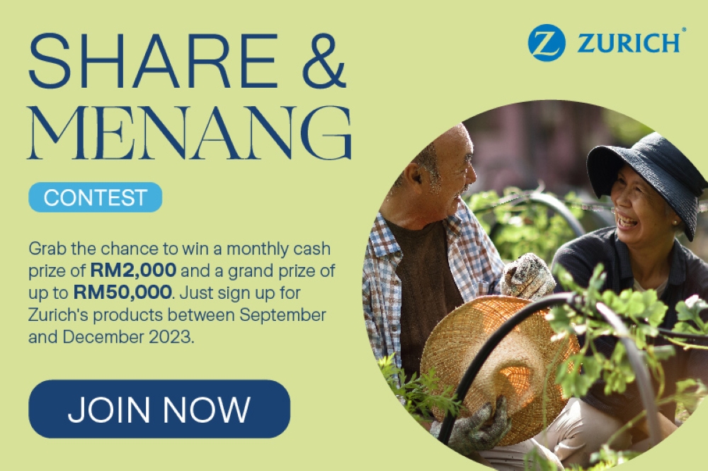 Monthly cash prizes could be yours in Zurich Malaysia’s 'Share & Menang' contest. — Picture courtesy of Zurich Malaysia