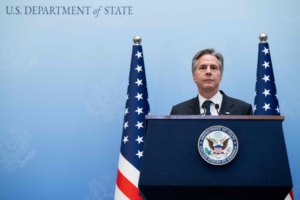 US Secretary of State Antony Blinken speaks during a press conference in Tel Aviv on November 30, 2023. — AFP pic