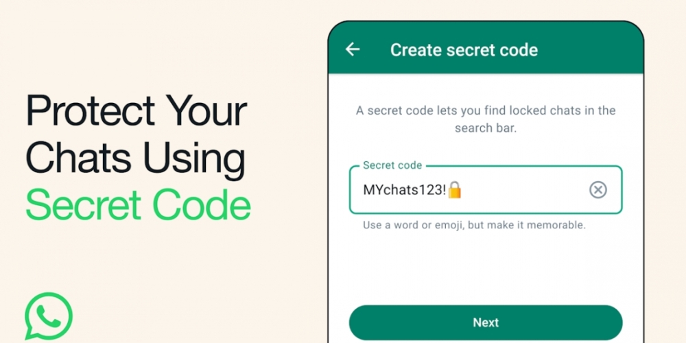 WhatsApp has officially announced the Secret Code functionality for the platform’s Chat Lock feature. — SoyaCincau pic