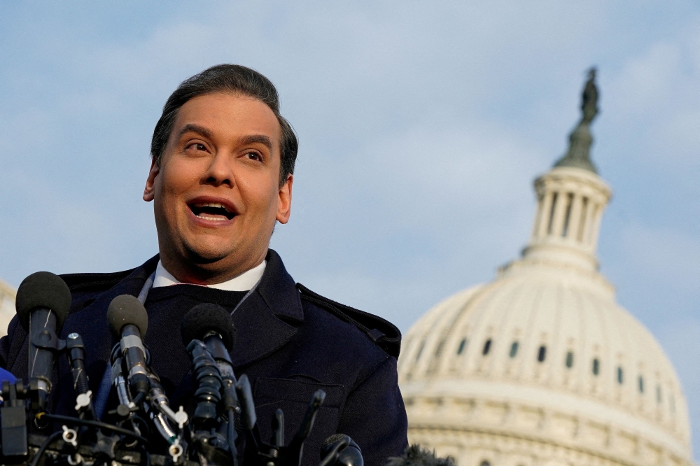 US Rep. George Santos holds a press conference to address efforts to expel him from the House of Representatives, at the US Capitol in Washington, US, November 30, 2023. — Reuters pic