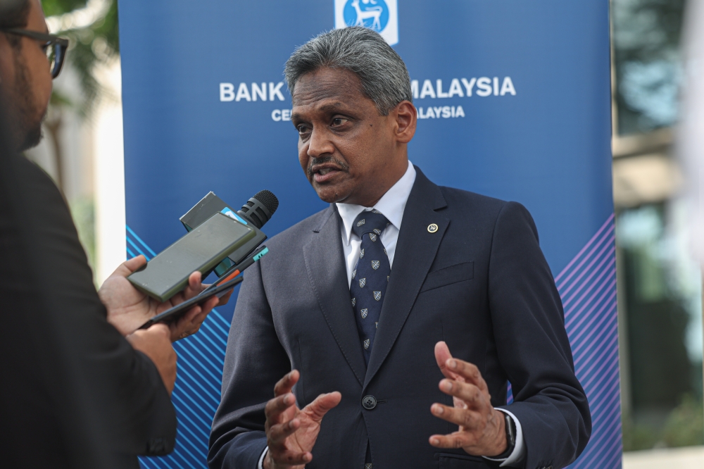 Bank Negara Malaysia Governor Datuk Abdul Rasheed Ghaffour speaks to the media after delivering his Opening Address of Malaysia Finance Day at a forum on Leveraging Islamic Finance for Sustainability: Opportunities and Best Practices held at the Malaysia Pavilion during the 28th Conference of Parties (COP28) to the United Nations Framework Convention on Climate Change, in Dubai Expo City December 3, 2023. — Bernama pic