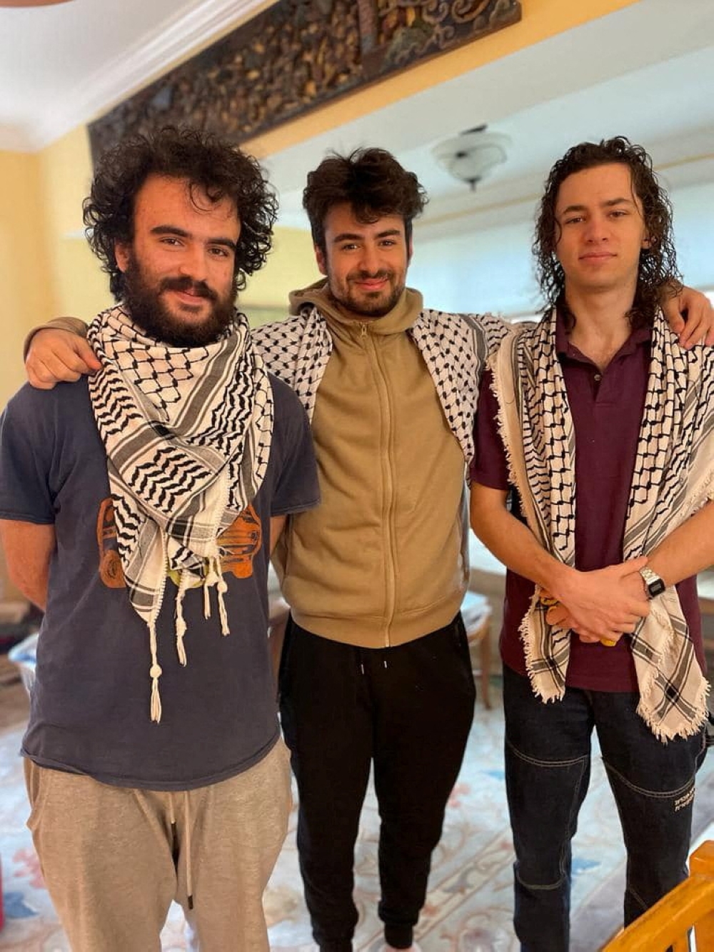 Hisham Awartani, Kinnan Abdel Hamid and Tahseen Ahmed, three college students of Palestinian descent who were shot near the University of Vermont in Burlington on November 25, 2023 are seen in this undated handout photo.  — Awartani family handout via Reuters