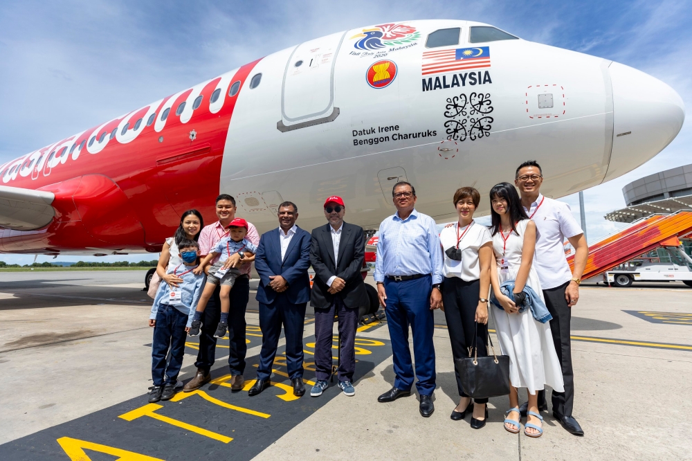The tribute to the late Datuk Irene Benggon Charuruks is the first time AirAsia has used a special plane livery to honour an individual. — Picture by Julia Chan