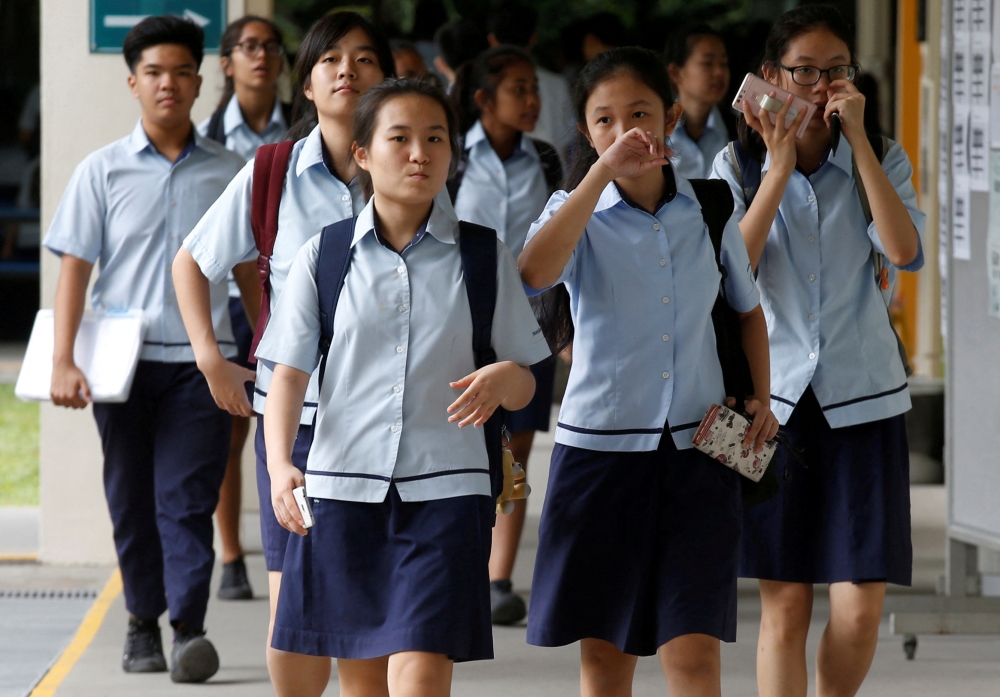 Students at a secondary school in Singapore. — Reuters pic