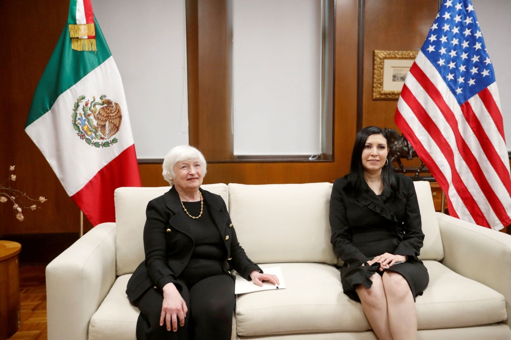 US Treasury Secretary Janet Yellen meets with Mexico's Central Bank Governor Victoria Rodriguez Ceja during her visit in Mexico City, Mexico December 6, 2023. — Reuters pic