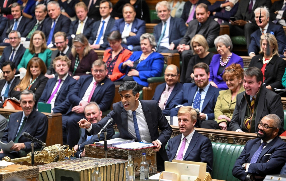 Britain’s hardline former interior minister Suella Braverman yesterday issued Conservative Prime Minister Rishi Sunak an ultimatum to get tougher on immigration or face certain wipeout at the polls. — AFP pic/Jessica Taylor /UK Parliament