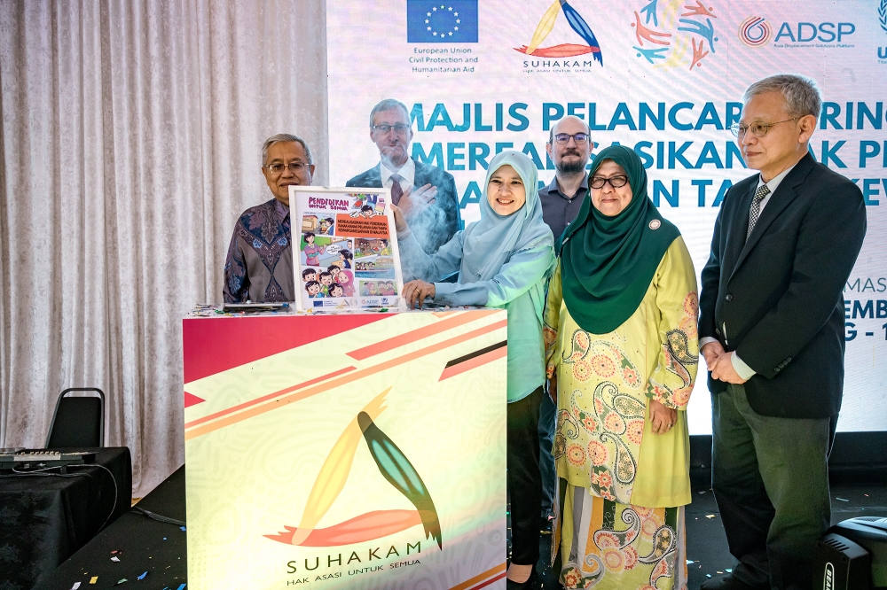 Suhakam Children’s Commissioner Farah Nini Dusuki during the launch of 'Realising the Rights of Education for Refugee and Stateless Children in Malaysia' in Kuala Lumpur December 7, 2023. — Picture by Firdaus Latif