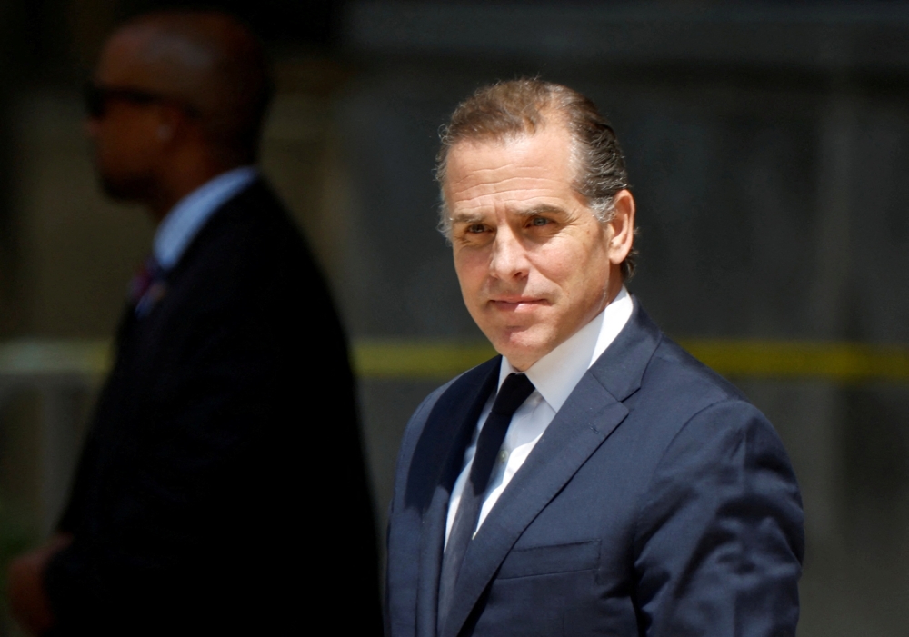 Hunter Biden was indicted late yesterday on multiple counts of tax evasion, the second time this year President Joe Biden’s troubled son has been charged by a special counsel investigating his personal and business dealings. — Reuters pic