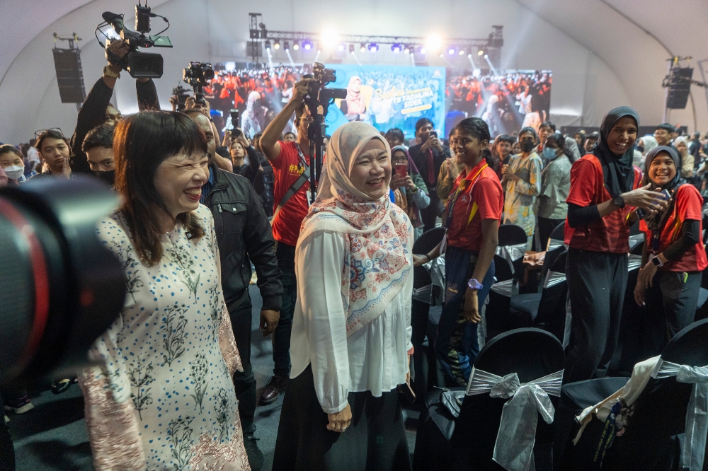 Education Minister Fadhlina Sidek at the Madani Government One Year Anniversary event at Bukit Jalil National Stadium, December 8, 2023. — Picture by Shafwan Zaidon