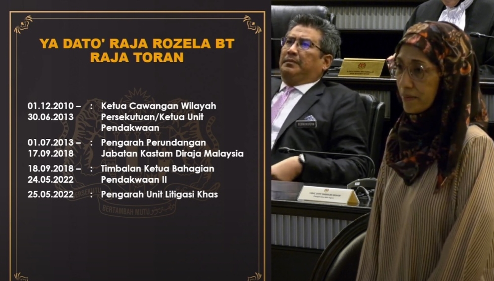Former lead prosecutor in deputy prime minister Datuk Seri Ahmad Zahid Hamidi’s corruption case, Datuk Raja Rozela Raja Toran, was among the nine individuals who were appointed as High Court Judicial Commissioners today. — Screencap from The Malaysian Judiciary YouTube