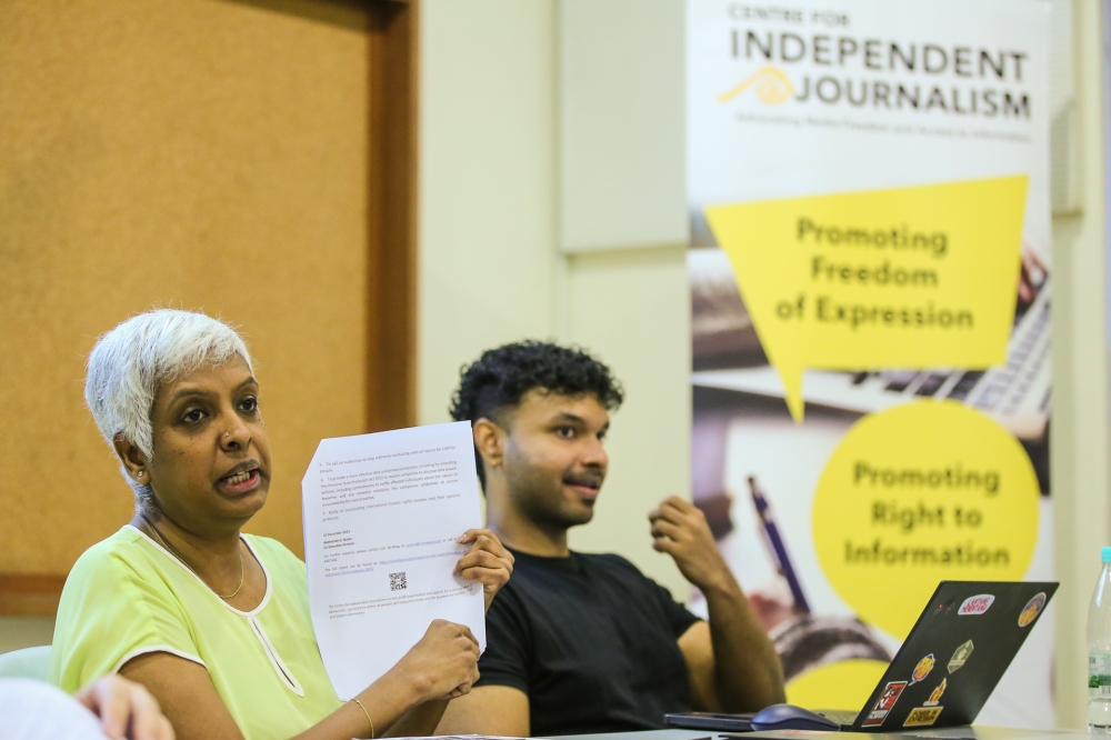 CIJ executive director Wathshlah G. Naidu the launch of CIJ’s ‘Report on the State of Freedom of Expression in Malaysia 2023’. — Picture by Ahmad Zamzahuri