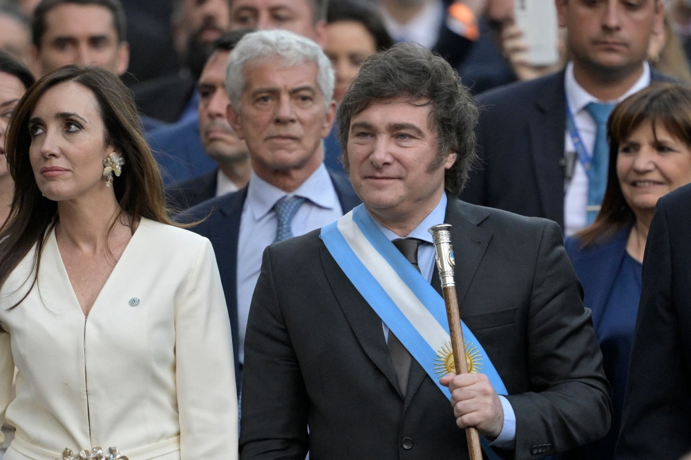 Argentina’s President Javier Milei took office yesterday with a stark warning to citizens to brace themselves for painful austerity measures as he seeks to cut spending and curb triple-digit inflation, all with empty coffers. — AFP pic
