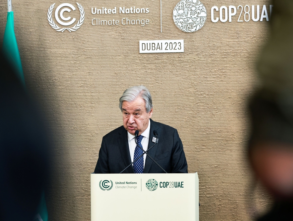 UN Secretary-General Antonio Guterres said nations needed to reach agreement on the need to 'phase out' fossil fuels. — Reuters pic