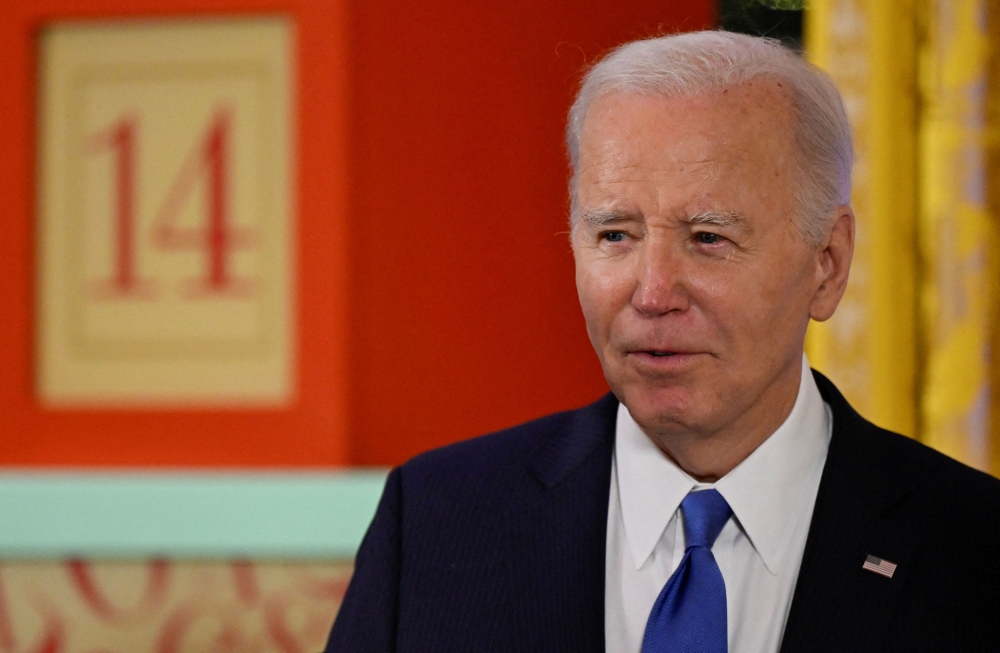 Biden, an 81-year-old Democrat, continues to be plagued by voters’ doubts about the strength of the economy, as well as concerns about the security of the US-Mexico border and worries about crime. — Pool via Reuters pic
