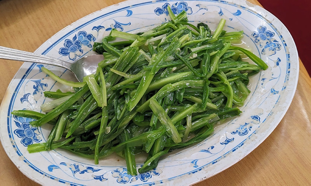 Stir-fried Green Dragon Vegetables. Eat your greens, kids!