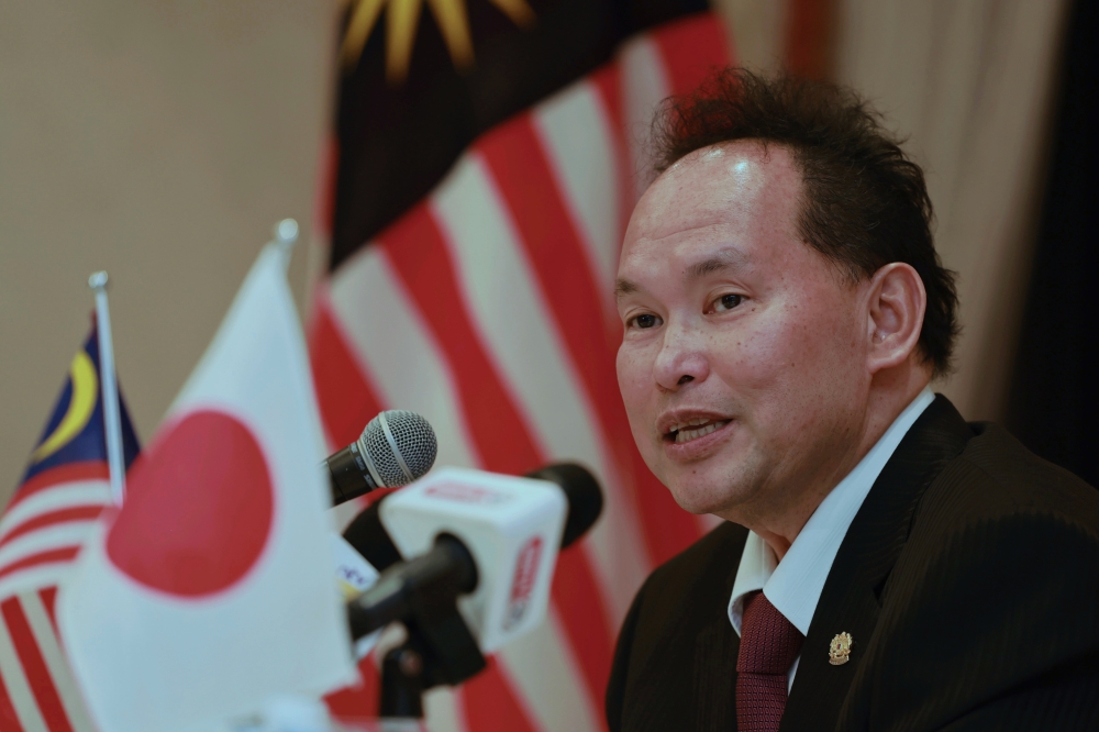 Malaysian Ambassador to Japan Datuk Shahril Effendi Abd Ghany speaks during the press conference on working visit of Prime Minister Datuk Seri Anwar Ibrahim for the Asean-Japan Commemorative Summit in Tokyo December 15, 2023. — Bernama pic 