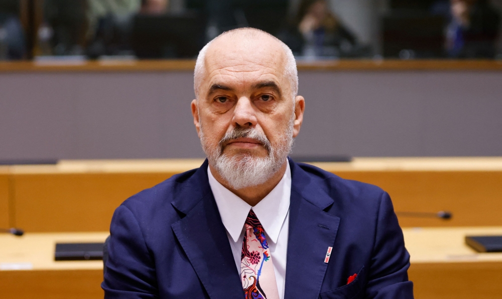 Albania's Prime Minister Edi Rama attends a European Union and Western Balkans leaders' summit, in Brussels December 13, 2023. — Reuters pic  