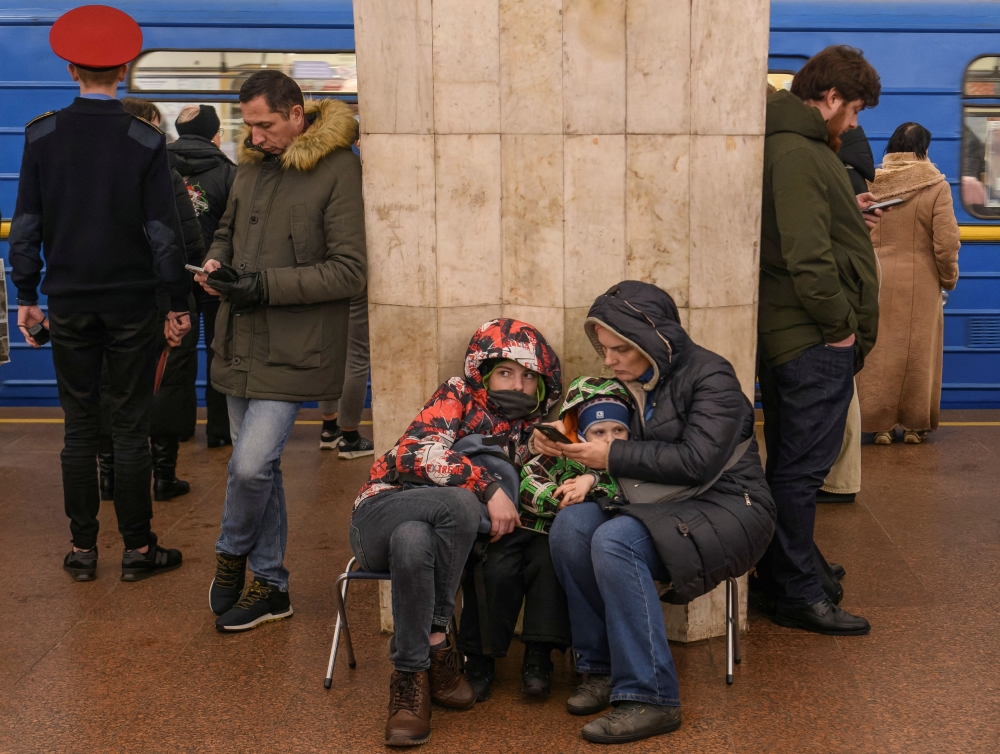 People taker shelter inside a metro station during a Russian missile strike, amid Russia's attack on Ukraine, in Kyiv, Ukraine December 14, 2023. — Reuters pic