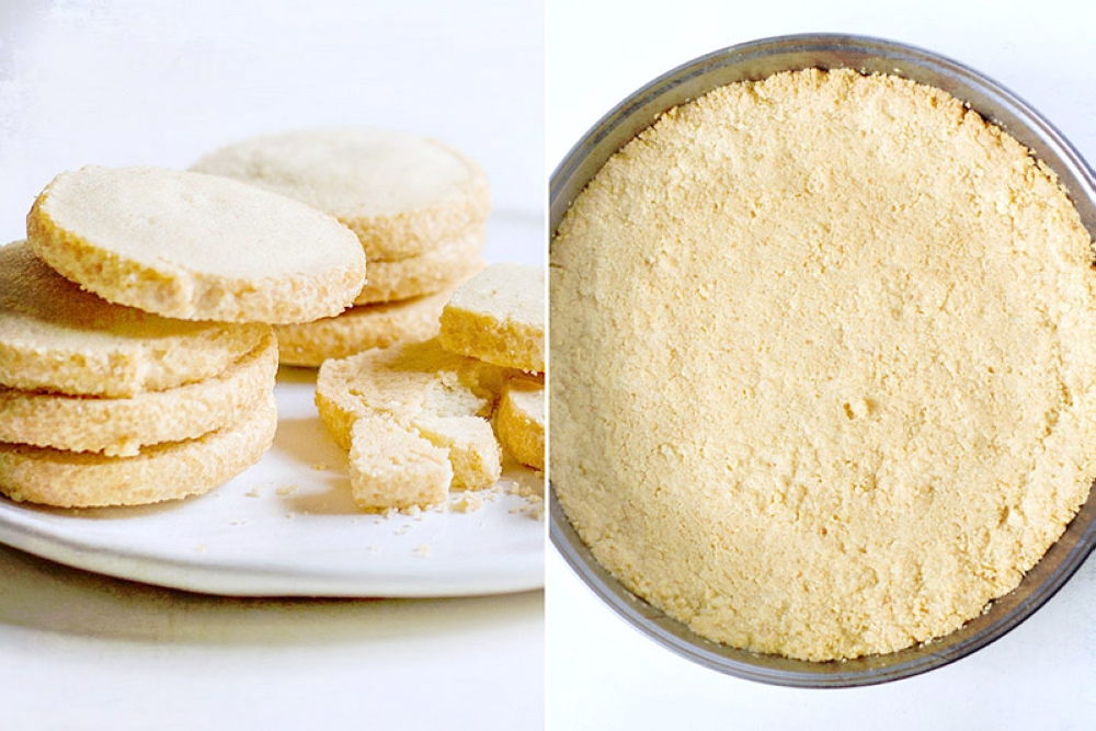 Shortbread biscuits make for a rich, buttery crust.