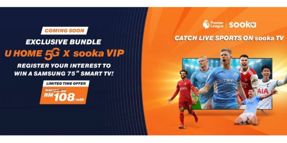 The new bundle sees the U Home 5G broadband plan bundled together with sooka’s VIP package where customers can enjoy high-resolution streaming of local and international entertainment content along with love sports. — SoyaCincau pic