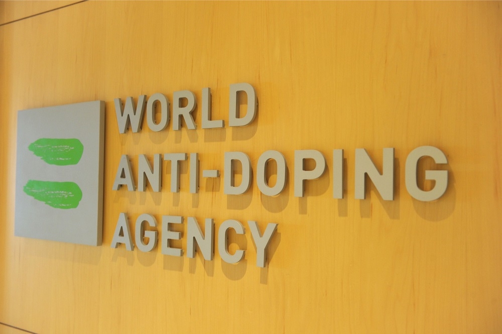 This file photo taken on September 20, 2016, shows the logo of the World Anti-Doping Agency (Wada), at the headquarters of the organisation in Montreal.  - AFP pic