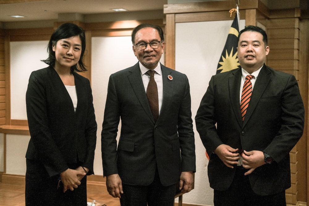 Prime Minister Datuk Seri Anwar Ibrahim after his interview conducted by journalist Norman Goh on the sidelines of the Asean-Japan Commemorative Summit on Sunday. — Picture from X/Norman Goh  