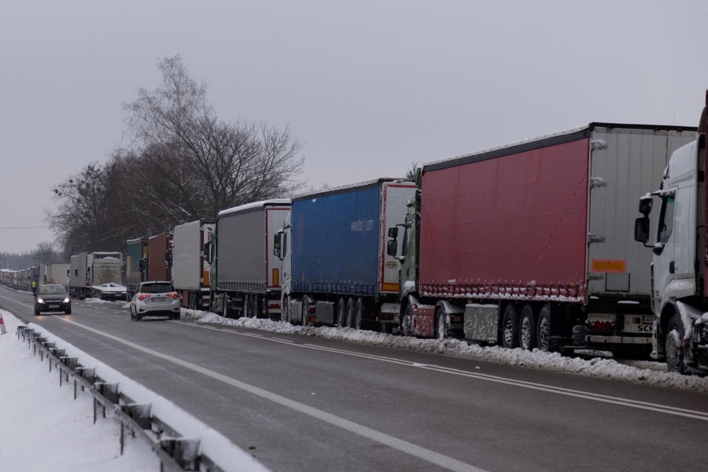 On Monday Polish truckers resumed their blockade of one of the main crossings at the Ukrainian border, demanding that the European Union reinstate a system whereby Ukrainian companies need permits to operate in the bloc. — Reuters pic