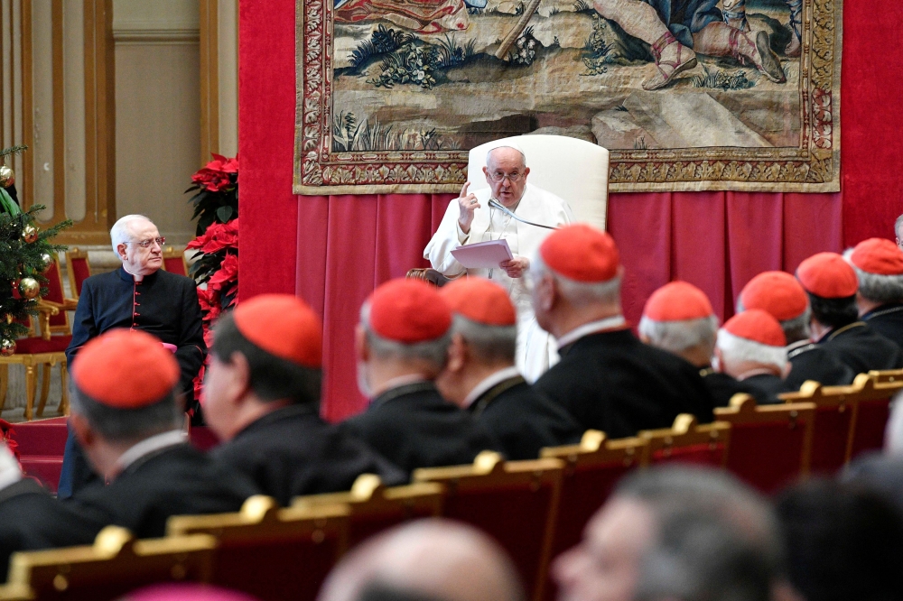 Francis, who turned 87 on Sunday, made his comments in his traditional Christmas greetings to members of the Curia, the Vatican’s central administration. — Vatican Media handout via Reuters pic